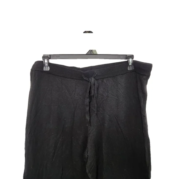 Cashmere Blend Wide Leg Pant Rib Waistband Black Members Mark - Picture 2 of 5